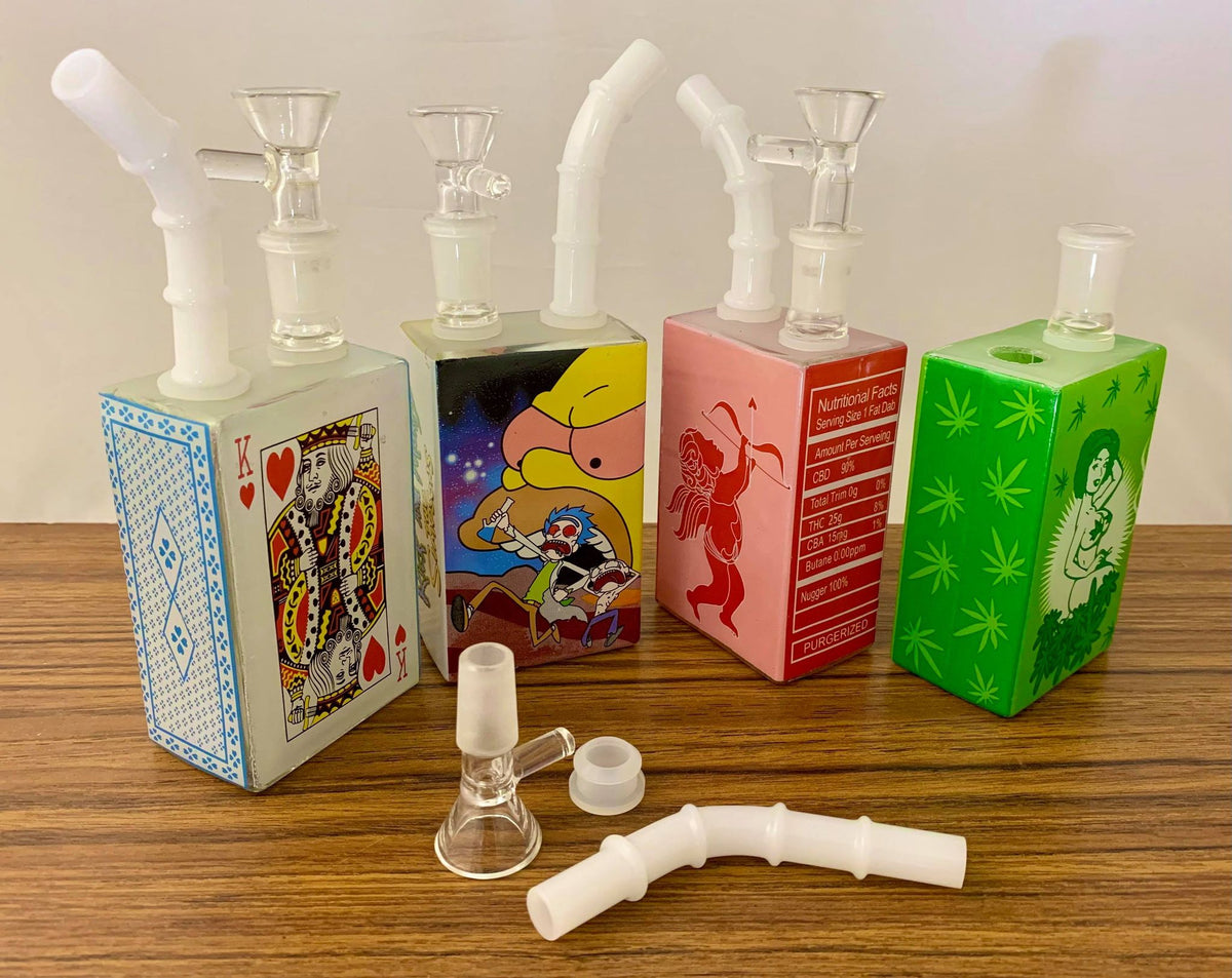 7" Bong JUICE BOX Shaped VARIOUS DESIGNS AVAILABLE HiTimes
