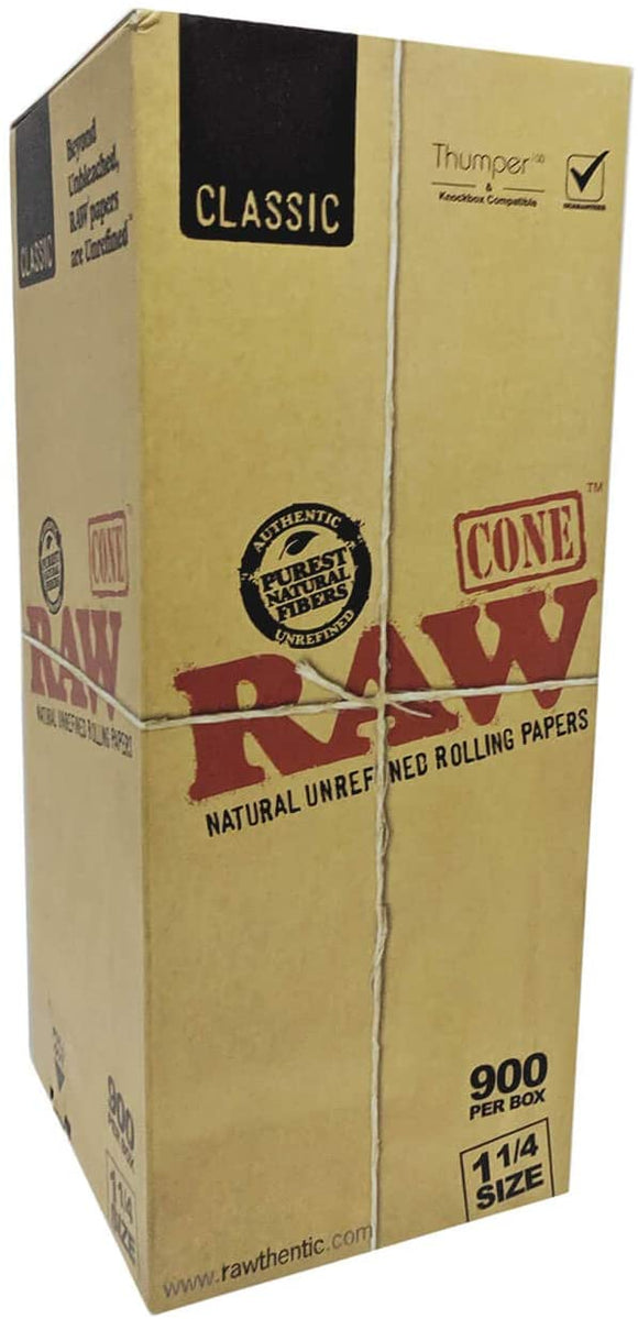 Raw - 900 Cones - Classic 1¼ Hemp Brown Unbleached Pre Rolled Cones