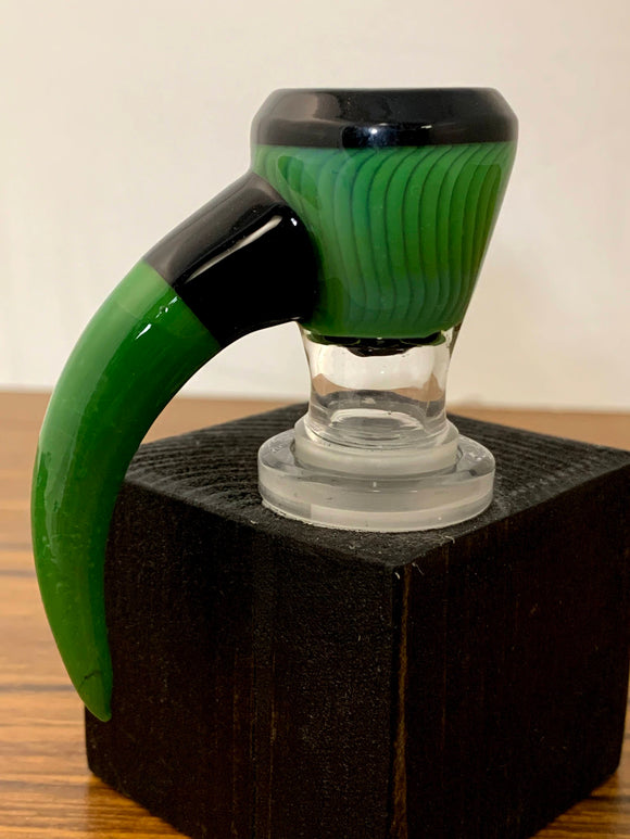 Algore Glass - 18mm Colored Horn Bowl (4 Holes) - Green/Black (AG06) - $120