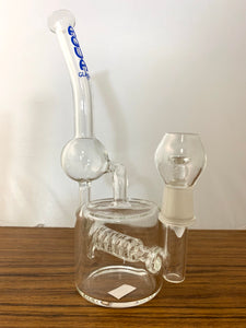 Aqua Glass - 10" Inline Recycler Rig w/ Dome - Blue Logo - $90
