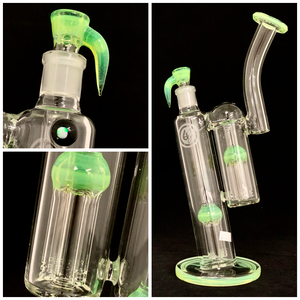 OJ Flame Glass - 14" Double Bubbler w/ Opal & Matching Horn Bowl [OJ13] - $700