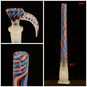 2K Glass - Set 18mm to 14mm Worked Downstem + 14mm Worked Bowl - Colors Available