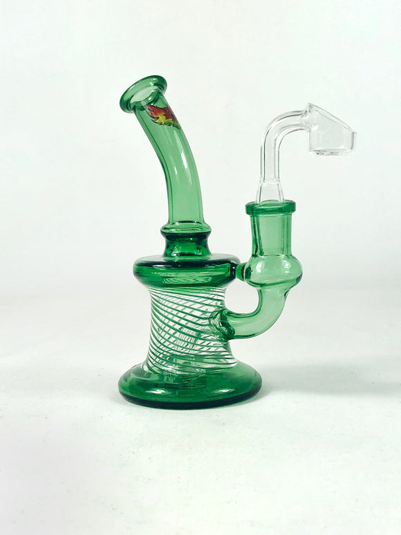 Red Eye Glass - Line Worked Rig w/ Banger - Green - $100