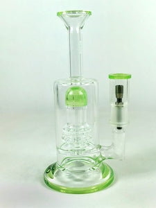 Bio Glass - Dome Perc Rig w/ Dome & Titanium Nail - Green Accents