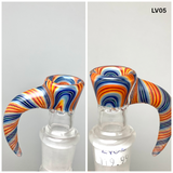 L. V. Glass (Auraelia Glass) - 18mm Line Work Horn Bowl (4 Holes) - Designs Available - $120