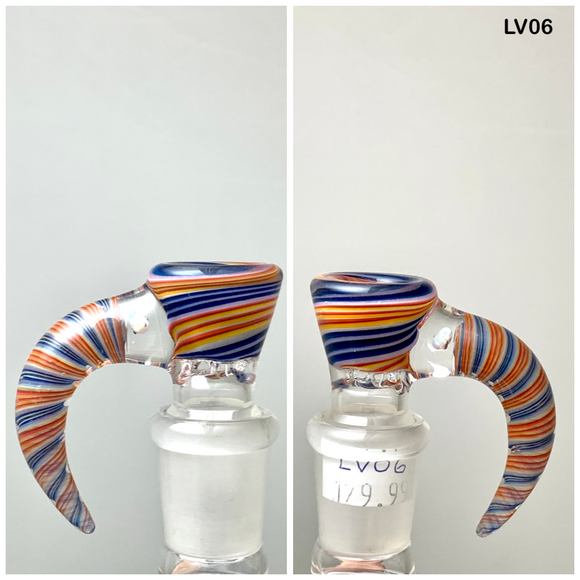 L. V. Glass (Auraelia Glass) - 18mm Line Work Horn Bowl w/ Opal (4 Holes) - $130