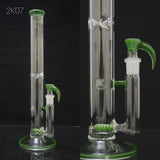 2K Glass - 17" Accented Single Stemline Bong w/ Matching Horn Bowl - Colors Available - $380
