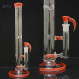 2K Glass - 17" Accented Single Stemline Bong w/ Matching Horn Bowl - Colors Available - $380
