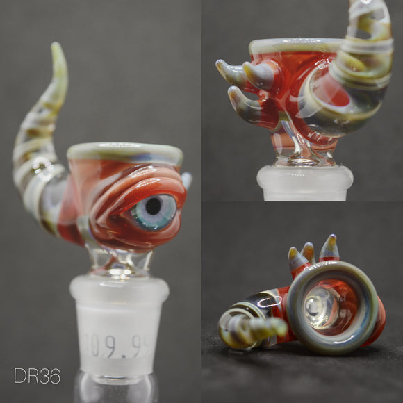 Drewp Glass - 14mm Worked Creature Bowl (1 Hole) - Designs Available - $110