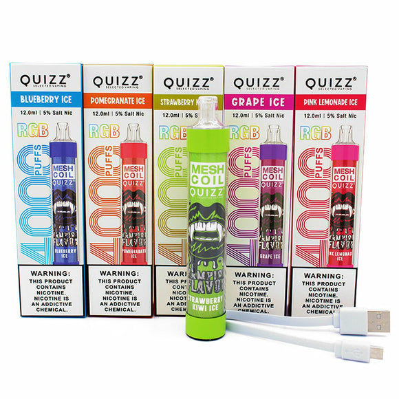Quizz Brand - E-Juice Disposable Vape - 4000 Puffs - Flavors Available - $20