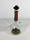Chuck B Glass - 6" Worked Mini Beaker Rig w/ Opal 10mm Male Joint + Free Banger - UV - Colors Available - $320