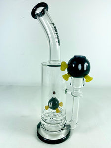 Hoobs Glass - 9.5" Double Disk Perc Rig 14mm Male Joint Super Mario Bomb (Bob-omb) - $450