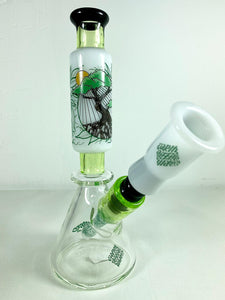 Hoobs Tubes - 9.5" Green Accent Earth Bonsai Beaker Rig 14mm Male Joint Removable Downstem