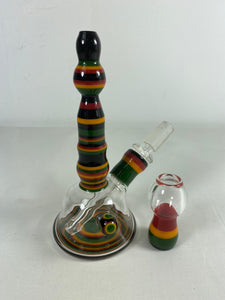 Zolbert Glass - 6" Worked Mini Beaker Rig w/ Opal or Dot Stack Marble 14mm Male Joint Removable Downstem - Colors Available - $500