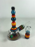 Zolbert Glass - 6" Worked Mini Beaker Rig w/ Opal or Dot Stack Marble 14mm Male Joint Removable Downstem - Colors Available