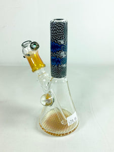 Nathan Adami Glass - 6" Worked Mini Beaker Rig w/ Opals (Colors Available)