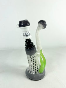 Nathan Adami Glass - 6.5" Worked Rig w/ Horns & Opal 14mm Female Removable Downstem w/ Male to Male Adapter