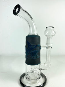 Hoobs Glass - 10" 14mm Male Joint Colored Sandblasted Rig - Blue Shark