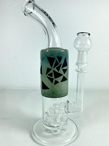 Hoobs Glass - 10" Colored Sandblasted Rig 14mm Male Joint - Triangles - $400