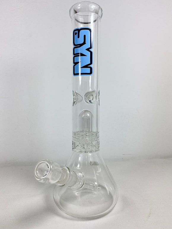SYN Glass Beaker Blue Logo Perc 13.5 inches - $180