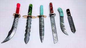 710 Dabbers - Hand made Damascus Steel Dab Tool w/ colored acrylic handle COLORS AND DESIGNS AVAILABLE - $60