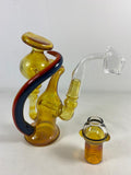 Jared Wetmore Glass - 7” Full Color Inline Recycler Rig 14mm Male + Free Banger - $620