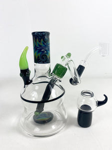 Big Z Glass - 6.5" Worked Mini Beaker Rig 14mm Male Removable Downstem w/ Built In Drop Down + Free Banger - $650