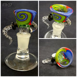 Frito Glass - 18mm Wig Wag Horn Bowl w/ Frito Millie (6 Hole) - Colors Available - $140