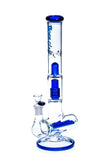 HOSS Glass - 16" 18mm Stemless Triple Inline to Grid Perc Bong - Colors Available - Y046 - $250