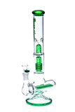 HOSS Glass - 16" 18mm Stemless Triple Inline to Grid Perc Bong - Colors Available - Y046 - $250