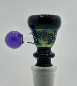 Chuck B Glass - 14mm Worked Hollow Bowl w/ Nub Handle - Purple