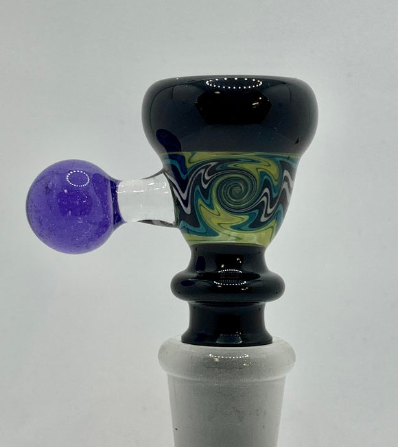 Chuck B Glass - 14mm Worked Hollow Bowl w/ Nub Handle - Purple - $65