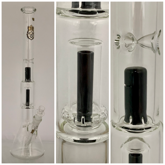 MGW Glass - 19” Beaker Bong w/ Dome Perc & Splash Guard - Black Accents - $390