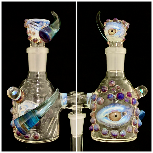 Drewp Glass - Set 18mm Sculpted Dry Ash Catcher & 18mm Matching Bowl - 90 Degree - Designs Available - $350