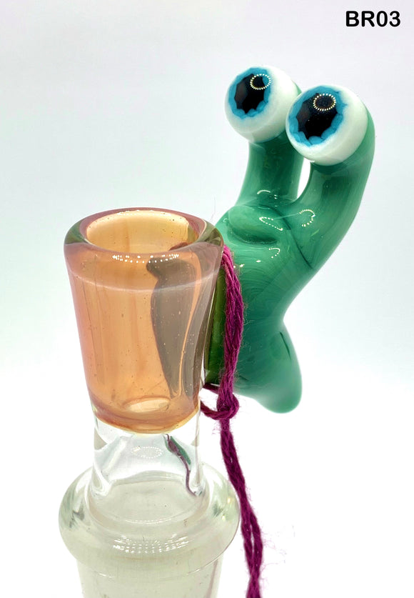 Browski Glass - 14mm Slug Bowl (1 Hole) - Green/Peach (BR03) - $130