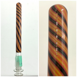 Mini Monster - 5½" 18mm to 14mm Worked Pill Closed End Downstem - Black, Yellow & Red