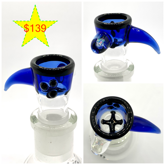 Princess Grandpa Glass - 18mm Horn Bowls w/ Opal (4 Holes) - Colors Available - $140