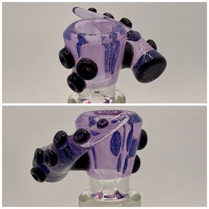 Drewp Glass - 18mm Worked Tentacle Bowl (1 Hole) - Purple & Black - $70