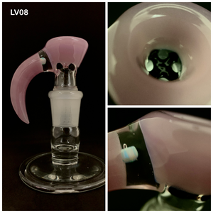 L. V. Glass (Auraelia Glass) - 18mm Full Color Horn Bowl w/ Opal (4 Holes) - Pink - $130