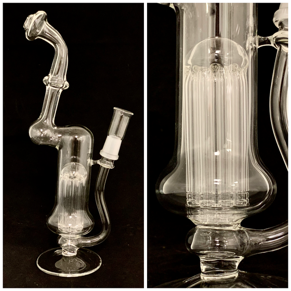 Hoobs Glass - 13” 8 Arm Tree Perc Bubbler Rig 14mm Male Joint + Free Banger - CLEAR - $280