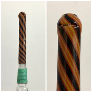Mini Monster - 4 1/4" 18mm to 18mm Sandblasted Worked Orb Open End Downstem (Black, Red, Yellow) - $210
